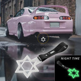 6-Star Glow-in-the-Dark JDM Tsurikawa Drift Subway Train Bus Handle Strap – Universal Car Interior Hanging Charm, White Ring & Black PVC X1