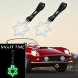6-Star Glow-in-the-Dark JDM Tsurikawa Drift Subway Train Bus Handle Strap – Universal Car Interior Hanging Charm, White Ring & Black PVC X2