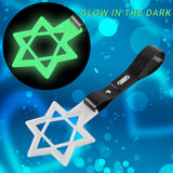 6-Star Glow-in-the-Dark JDM Tsurikawa Drift Subway Train Bus Handle Strap – Universal Car Interior Hanging Charm, White Ring & Black PVC X1