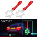 6-Star Glow-in-the-Dark JDM Tsurikawa Drift Subway Train Bus Handle Strap – Universal Car Interior Hanging Charm, White Ring & Red PVC X1