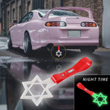 6-Star Glow-in-the-Dark JDM Tsurikawa Drift Subway Train Bus Handle Strap – Universal Car Interior Hanging Charm, White Ring & Red PVC X1