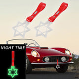 6-Star Glow-in-the-Dark JDM Tsurikawa Drift Subway Train Bus Handle Strap – Universal Car Interior Hanging Charm, White Ring & Red PVC X2