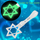 6-Star Glow-in-the-Dark JDM Tsurikawa Drift Subway Train Bus Handle Strap – Universal Car Interior Hanging Charm, White Ring & White PVC X1