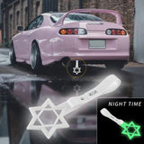 6-Star Glow-in-the-Dark JDM Tsurikawa Drift Subway Train Bus Handle Strap – Universal Car Interior Hanging Charm, White Ring & White PVC X1