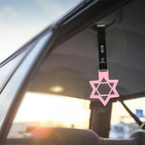 6-Star JDM Tsurikawa Drift Subway Train Bus Handle Strap – Universal Car Interior Hanging Charm, Pink Ring & Black PVC X2