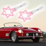 6-Star JDM Tsurikawa Drift Subway Train Bus Handle Strap – Universal Car Interior Hanging Charm, Pink Ring & White PVC X2