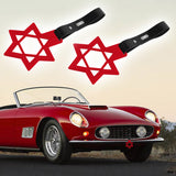 6-Star JDM Tsurikawa Drift Subway Train Bus Handle Strap – Universal Car Interior Hanging Charm, Red Ring & Black PVC X2