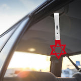 6-Star JDM Tsurikawa Drift Subway Train Bus Handle Strap – Universal Car Interior Hanging Charm, Red Ring & White PVC X2