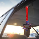 6-Star JDM Tsurikawa Drift Subway Train Bus Handle Strap – Universal Car Interior Hanging Charm, Galaxy Ring & Red PVC X2
