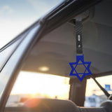 6-Star JDM Tsurikawa Drift Subway Train Bus Handle Strap – Universal Car Interior Hanging Charm, Blue Ring & Carbon Fiber Pattern PVC X2