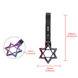 6-Star JDM Tsurikawa Drift Subway Train Bus Handle Strap – Universal Car Interior Hanging Charm, Neo Chrome Ring & Carbon Fiber Pattern PVC X2
