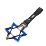 6-Star JDM Tsurikawa Drift Subway Train Bus Handle Strap – Universal Car Interior Hanging Charm, Burnt Blue Ring & Carbon Fiber Pattern PVC X2