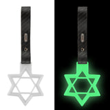 6-Star Glow-in-the-Dark JDM Tsurikawa Drift Subway Train Bus Handle Strap – Universal Car Interior Hanging Charm, White Ring & Carbon Fiber Pattern PVC X2