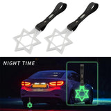 6-Star Glow-in-the-Dark JDM Tsurikawa Drift Subway Train Bus Handle Strap – Universal Car Interior Hanging Charm, White Ring & Carbon Fiber Pattern PVC X2