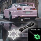 6-Star Glow-in-the-Dark JDM Tsurikawa Drift Subway Train Bus Handle Strap – Universal Car Interior Hanging Charm, White Ring & Carbon Fiber Pattern PVC X1