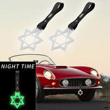 6-Star Glow-in-the-Dark JDM Tsurikawa Drift Subway Train Bus Handle Strap – Universal Car Interior Hanging Charm, White Ring & Carbon Fiber Pattern PVC X2