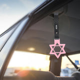 6-Star JDM Tsurikawa Drift Subway Train Bus Handle Strap – Universal Car Interior Hanging Charm, Pink Ring & Carbon Fiber Pattern PVC X1