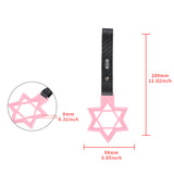 6-Star JDM Tsurikawa Drift Subway Train Bus Handle Strap – Universal Car Interior Hanging Charm, Pink Ring & Carbon Fiber Pattern PVC X1