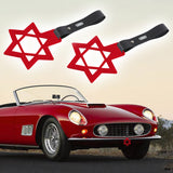 6-Star JDM Tsurikawa Drift Subway Train Bus Handle Strap – Universal Car Interior Hanging Charm, Red Ring & Carbon Fiber Pattern PVC X2
