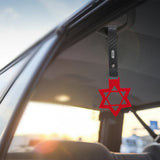 6-Star JDM Tsurikawa Drift Subway Train Bus Handle Strap – Universal Car Interior Hanging Charm, Red Ring & Carbon Fiber Pattern PVC X1