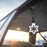 6-Star JDM Tsurikawa Drift Subway Train Bus Handle Strap – Universal Car Interior Hanging Charm, White Ring & Carbon Fiber Pattern PVC X1