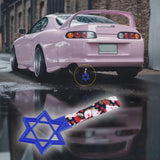 6-STAR JDM Tsurikawa Drift Subway Train Bus Handle – Universal Car Interior Hanging Charm, Blue Ring & Bosozoku Black Cats Pattern Retro Nylon Strap X1