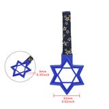 6-STAR JDM Tsurikawa Drift Subway Train Bus Handle – Universal Car Interior Hanging Charm, Blue Ring & Bosozoku Blue Flowers Pattern Retro Nylon Strap X1