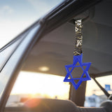 6-STAR JDM Tsurikawa Drift Subway Train Bus Handle – Universal Car Interior Hanging Charm, Blue Ring & Bosozoku Green Waves Pattern Retro Nylon Strap X1