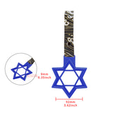 6-STAR JDM Tsurikawa Drift Subway Train Bus Handle – Universal Car Interior Hanging Charm, Blue Ring & Bosozoku Green Waves Pattern Retro Nylon Strap X1