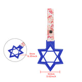 6-STAR JDM Tsurikawa Drift Subway Train Bus Handle – Universal Car Interior Hanging Charm, Blue Ring & Bosozoku Pink Flowers Pattern Retro Nylon Strap X1