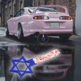6-STAR JDM Tsurikawa Drift Subway Train Bus Handle – Universal Car Interior Hanging Charm, Blue Ring & Bosozoku Pink Flowers Pattern Retro Nylon Strap X1