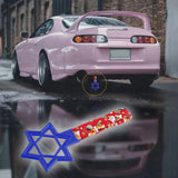 6-STAR JDM Tsurikawa Drift Subway Train Bus Handle – Universal Car Interior Hanging Charm, Blue Ring & Bosozoku Red Dogs Pattern Retro Nylon Strap X1