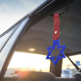6-STAR JDM Tsurikawa Drift Subway Train Bus Handle – Universal Car Interior Hanging Charm, Blue Ring & Bosozoku Red Clouds Pattern Retro Nylon Strap X1