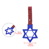 6-STAR JDM Tsurikawa Drift Subway Train Bus Handle – Universal Car Interior Hanging Charm, Blue Ring & Bosozoku Red Clouds Pattern Retro Nylon Strap X1