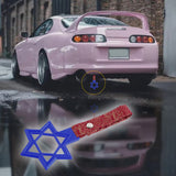 6-STAR JDM Tsurikawa Drift Subway Train Bus Handle – Universal Car Interior Hanging Charm, Blue Ring & Bosozoku Red Clouds Pattern Retro Nylon Strap X1