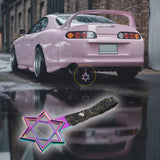 6-STAR JDM Tsurikawa Drift Subway Train Bus Handle – Universal Car Interior Hanging Charm, Neo Chrome Ring & Bosozoku Black Clouds Pattern Retro Nylon Strap X1