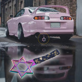 6-STAR JDM Tsurikawa Drift Subway Train Bus Handle – Universal Car Interior Hanging Charm, Neo Chrome Ring & Bosozoku Blue Flowers Pattern Retro Nylon Strap X1