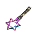 6-STAR JDM Tsurikawa Drift Subway Train Bus Handle – Universal Car Interior Hanging Charm, Neo Chrome Ring & Bosozoku Green Waves Pattern Retro Nylon Strap X1