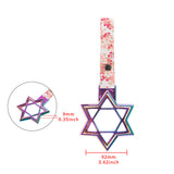 6-STAR JDM Tsurikawa Drift Subway Train Bus Handle – Universal Car Interior Hanging Charm, Neo Chrome Ring & Bosozoku Pink Flowers Pattern Retro Nylon Strap X1