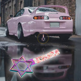 6-STAR JDM Tsurikawa Drift Subway Train Bus Handle – Universal Car Interior Hanging Charm, Neo Chrome Ring & Bosozoku Pink Flowers Pattern Retro Nylon Strap X1