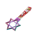 6-STAR JDM Tsurikawa Drift Subway Train Bus Handle – Universal Car Interior Hanging Charm, Neo Chrome Ring & Bosozoku Red Cats Pattern Retro Nylon Strap X1