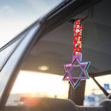 6-STAR JDM Tsurikawa Drift Subway Train Bus Handle – Universal Car Interior Hanging Charm, Neo Chrome Ring & Bosozoku Red Dogs Pattern Retro Nylon Strap X1