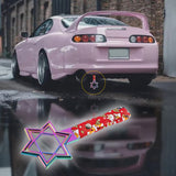 6-STAR JDM Tsurikawa Drift Subway Train Bus Handle – Universal Car Interior Hanging Charm, Neo Chrome Ring & Bosozoku Red Dogs Pattern Retro Nylon Strap X1