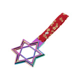 6-STAR JDM Tsurikawa Drift Subway Train Bus Handle – Universal Car Interior Hanging Charm, Neo Chrome Ring & Bosozoku Red Flowers Pattern Retro Nylon Strap X1