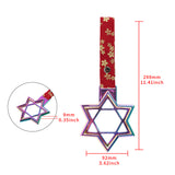 6-STAR JDM Tsurikawa Drift Subway Train Bus Handle – Universal Car Interior Hanging Charm, Neo Chrome Ring & Bosozoku Red Flowers Pattern Retro Nylon Strap X1