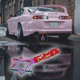 6-STAR JDM Tsurikawa Drift Subway Train Bus Handle – Universal Car Interior Hanging Charm, Neo Chrome Ring & Bosozoku Red Flowers Pattern Retro Nylon Strap X1