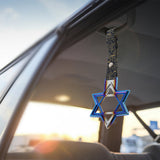 6-STAR JDM Tsurikawa Drift Subway Train Bus Handle – Universal Car Interior Hanging Charm, Burnt Blue Ring & Bosozoku Black Clouds Pattern Retro Nylon Strap X1