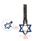 6-STAR JDM Tsurikawa Drift Subway Train Bus Handle – Universal Car Interior Hanging Charm, Burnt Blue Ring & Bosozoku Black Clouds Pattern Retro Nylon Strap X1