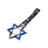 6-STAR JDM Tsurikawa Drift Subway Train Bus Handle – Universal Car Interior Hanging Charm, Burnt Blue Ring & Bosozoku Blue Flowers Pattern Retro Nylon Strap X1