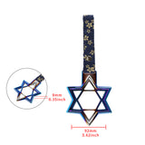 6-STAR JDM Tsurikawa Drift Subway Train Bus Handle – Universal Car Interior Hanging Charm, Burnt Blue Ring & Bosozoku Blue Flowers Pattern Retro Nylon Strap X1